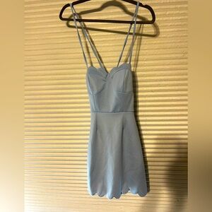 NWOT Baby blue corset fit and flare semi formal dress 1